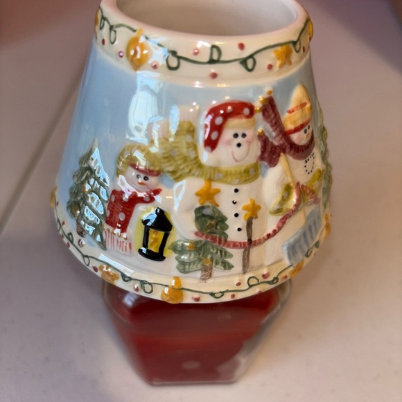 Festive Red and White Snowman Candle Top and Plate - Picture 9 of 11